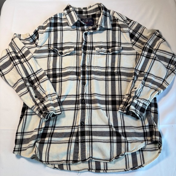 American Eagle Outfitters Other - American Eagle Men's Flannel Long Sleeve Athletic Fit White and Black Large